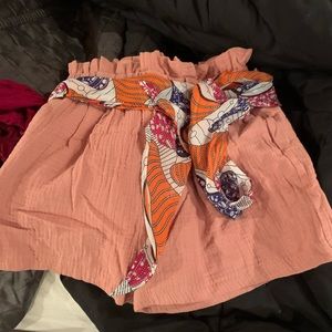 Coral shorts with tie - size small